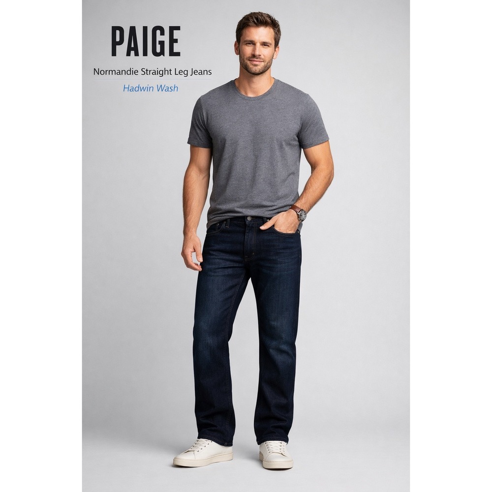 Paige Normandie Straight Leg Jeans Mens 33 Hadwin Dark Indigo M657521-7452